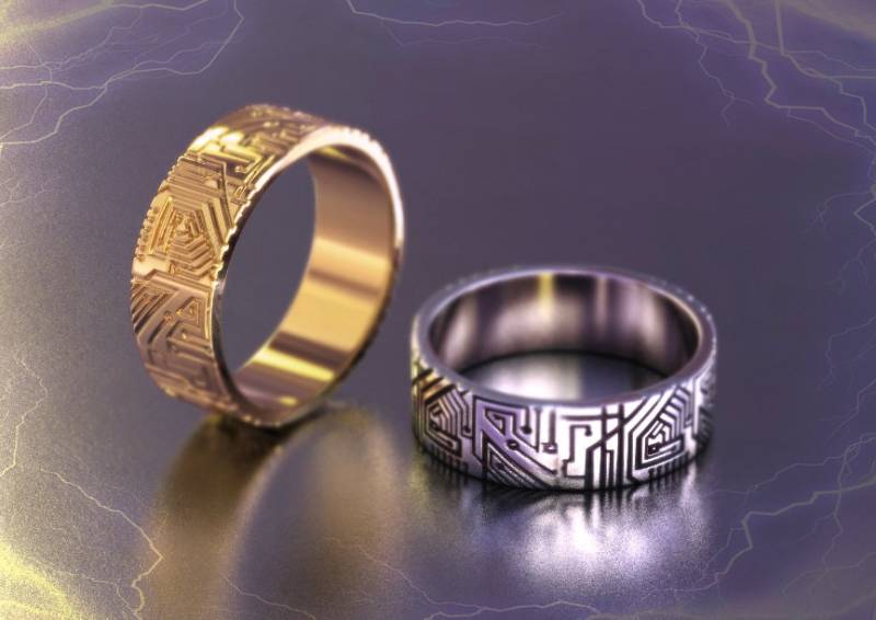 Geek Ehering, Platinenring, Programmierer Geschenk, Computer Nerd Cyberpunk, Science Ring, Scifi Ring von AlienFormsJewelery