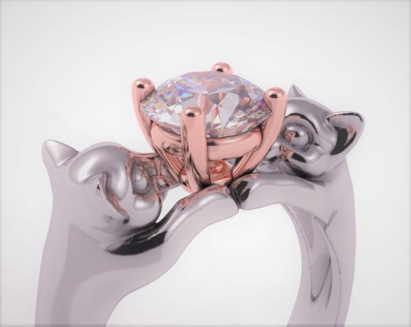 Katzen Verlobungsring, Veganer Verlobungsring von AlienFormsJewelery