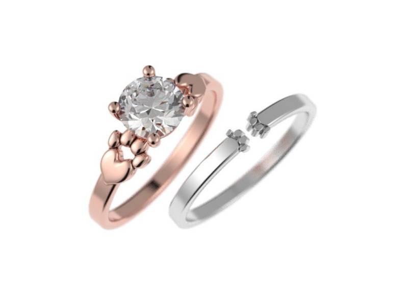 Pfote, Verlobungsring, Verlobungsring Vegan, Katzenring, Hund Ring, Tierfreund Geschenk, Vegan-Freundin-Geschenk, Vegan Hochzeit von AlienFormsJewelery
