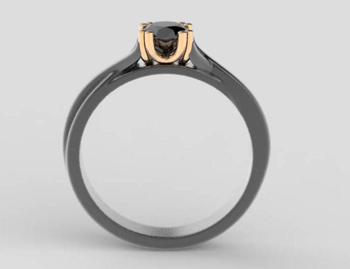 Schwarz Cz Verlobungsring, Alternative Schwarz Diamant-Verlobungsring, Einzigartige Kostenloser Versand von AlienFormsJewelery