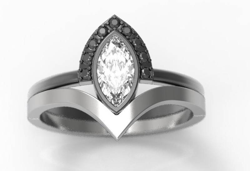 V-Förmige Ringset, Chevron Ring, Stapelbar V-Ring, Minimalistisch Engagement, Alternative Nicht Traditionellen Verlobung, Braut von AlienFormsJewelery