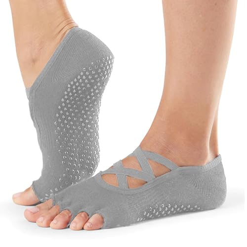 Alienjoy Damen Yoga Socken mit Straps Rutschfesten Griffen Zehenlose Anti-Rutsch Socken für Pilates Barre Ballet Workout Tanz von Alienjoy