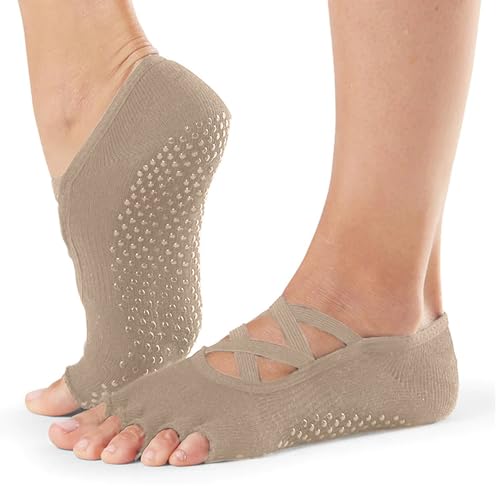 Alienjoy Damen Yoga Socken mit Straps Rutschfesten Griffen Zehenlose Anti-Rutsch Socken für Pilates Barre Ballet Workout Tanz von Alienjoy