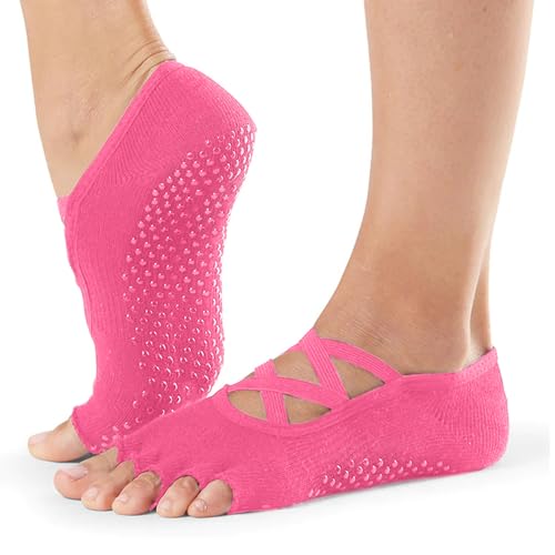 Alienjoy Damen Yoga Socken mit Straps Rutschfesten Griffen Zehenlose Anti-Rutsch Socken für Pilates Barre Ballet Workout Tanz von Alienjoy