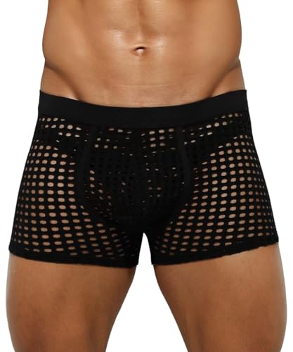 Alienjoy Herren Mesh Boxer Slips Sexy Boxershorts Low Rise Stretch Atmungsaktive Unterwäsche Trunks für Männer von Alienjoy