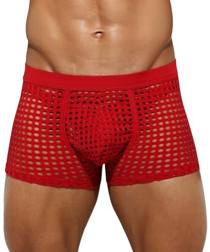 Alienjoy Herren Mesh Boxer Slips Sexy Low Rise Stretch Boxershorts Unterwäsche Atmungsaktive Trunks für Männer von Alienjoy