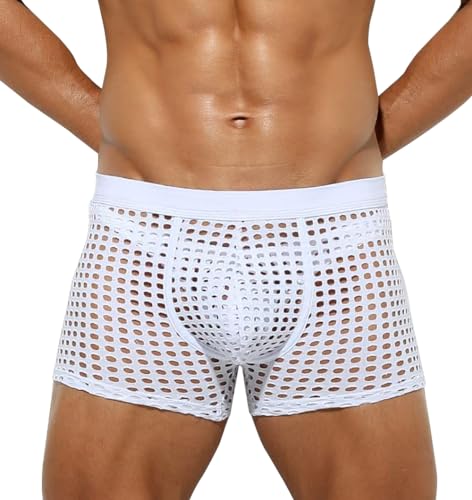 Alienjoy Herren Mesh Boxer Slips Sexy Low Rise Stretch Boxershorts Unterwäsche Atmungsaktive Trunks für Männer von Alienjoy