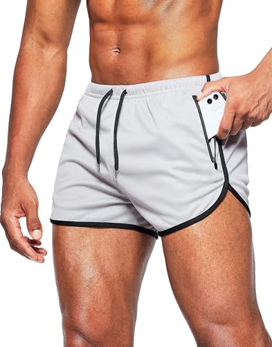 Alienjoy Herren Shorts Sport Hosen Laufshorts 3 Inch Sommer Trainingshose Fitness Outdoor Sporthose Athletic Jogging Shorts mit Reißverschluss Taschen von Alienjoy