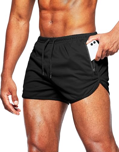 Alienjoy Herren Shorts Sport Hosen Laufshorts 3 Inch Sommer Trainingshose Fitness Outdoor Sporthose Athletic Jogging Shorts mit Reißverschluss Taschen von Alienjoy