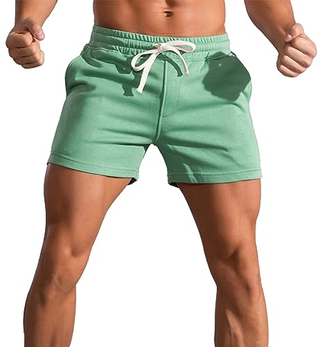 Alienjoy Herren Sport Shorts Sommer Baumwolle 5 Zoll Gym Training Laufshorts Casual Tunnelzug Shorts mit Taschen von Alienjoy