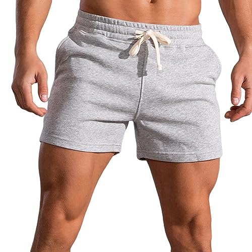 Alienjoy Herren Sport Shorts Sommer Baumwolle 5 Zoll Gym Training Laufshorts Casual Tunnelzug Shorts mit Taschen von Alienjoy