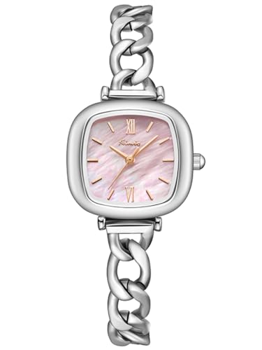 Alienwork Armbanduhr Damen Silber Lederarmband Pink Perlmutt-Zifferblatt Ultra-flach Elegant Alienwork Armbanduhr Damen Silber Lederarmband Pink Perlmutt-Zifferblatt Ultra-flach Elegant von Alienwork