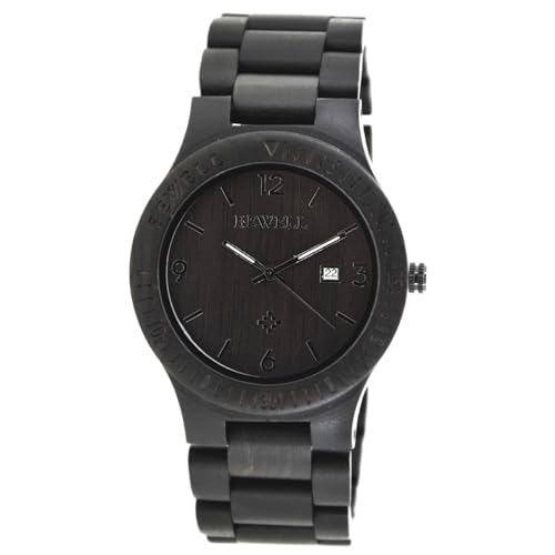 Alienwork Armbanduhr Herren Damen Schwarz Holz-Armband Kalender Datum Holzuhr Natur-Holz von Alienwork