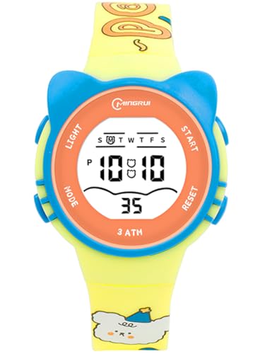 Alienwork Digital Kinderuhr Jungen Mädchen Gelb Kautschuk-Armband Kalender Orange Kinder-Uhr Chronograph Sportlich von Alienwork