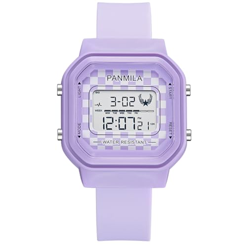 Alienwork Kids Digital Kinderuhr Jungen Mädchen Violett Silikon-Armband Kalender Chronograph Multi-Funktion Sportlich von Alienwork