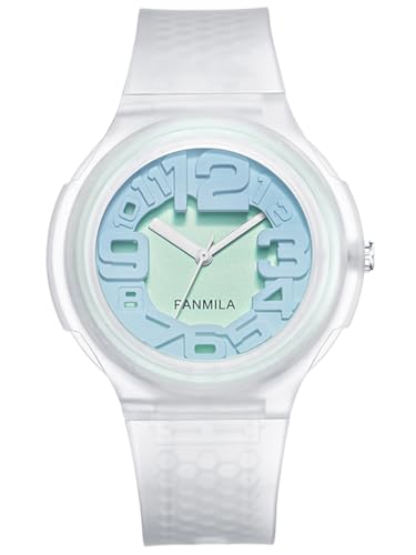 Alienwork Kids Kinderuhr Jungen Mädchen Transparent Kautschuk-Armband Grün Kinder-Uhr Sportlich von Alienwork