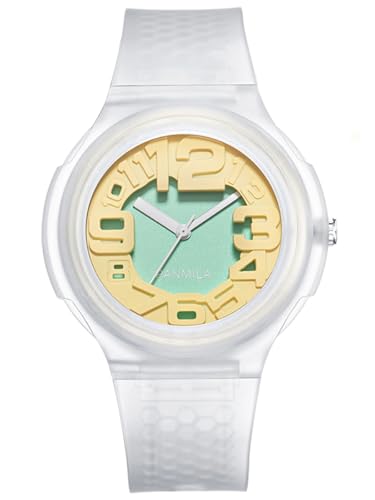 Alienwork Kids Kinderuhr Jungen Mädchen Transparent Kautschuk-Armband Grün Kinder-Uhr Sportlich von Alienwork