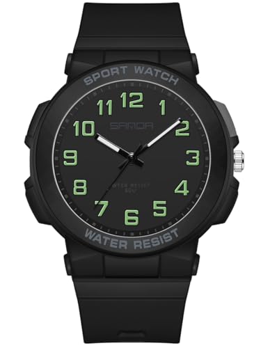 Alienwork Kinderuhr Jungen Mädchen Schwarz Kautschuk-Armband Kinder-Uhr Wasserdicht 5 ATM Sportlich von Alienwork