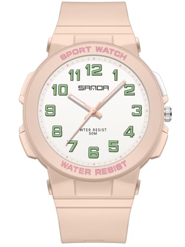 Alienwork Kinderuhr Mädchen Pink Kautschuk-Armband Weiss Kinder-Uhr Wasserdicht 5 ATM Sportlich von Alienwork