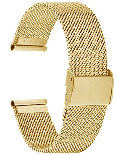 Alienwork Uhrenarmband Metall Mesh Armband Edelstahl Gold Mesh-Armband von Alienwork