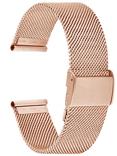 Alienwork Uhrenarmband Metall Mesh Armband Edelstahl Roségold Mesh-Armband von Alienwork