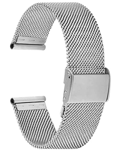 Alienwork Uhrenarmband Metall Mesh Armband Edelstahl Silber Mesh-Armband von Alienwork