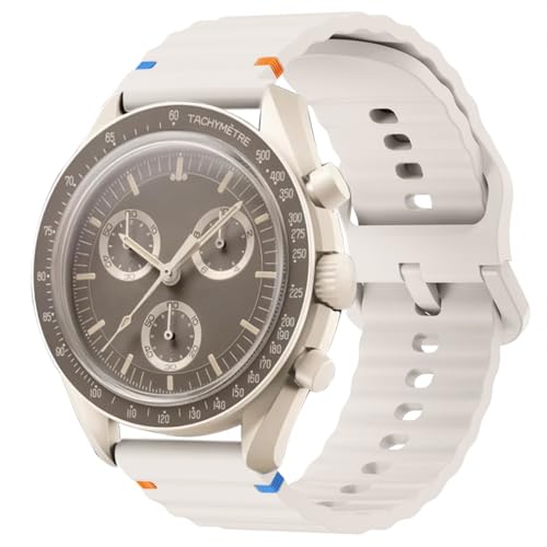 Alienwork Uhrenarmband Silikon-Armband Beige Kompatibel mit Armbanduhren und Smartwatch Federsteg mit Schnellverschluss von Alienwork