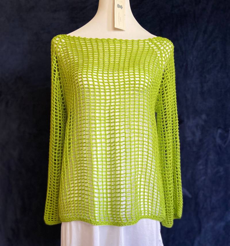 Gehäkeltes Tunika Shirt in Bunt Mit Quadratmuster, Rundhals von AlievHandmadePieces