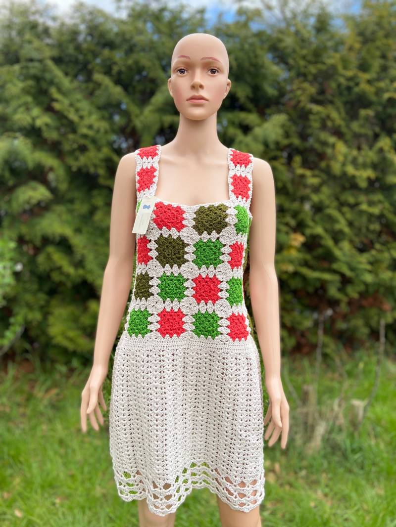 Tunika Kleid in Cremeweiß Mit Kästchenmuster, Sehr Weich, Festlich Und Alltäglich Passend, Handgemacht, Sommerlich, Kleid, Sommerkleid von AlievHandmadePieces