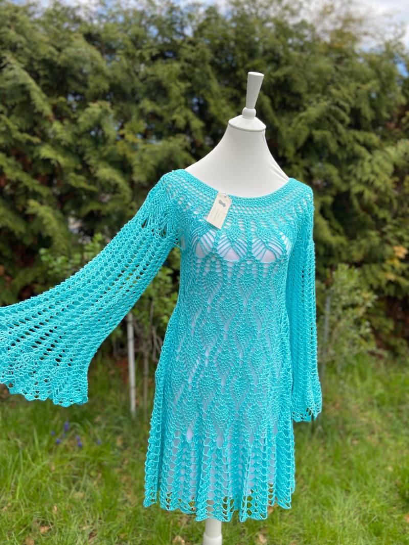 Tunika Kleid in Türkis, Sehr Weich, Festlich Und Alltäglich Passend, Handgemacht, Sommerlich, Kleid, Sommerkleid von AlievHandmadePieces