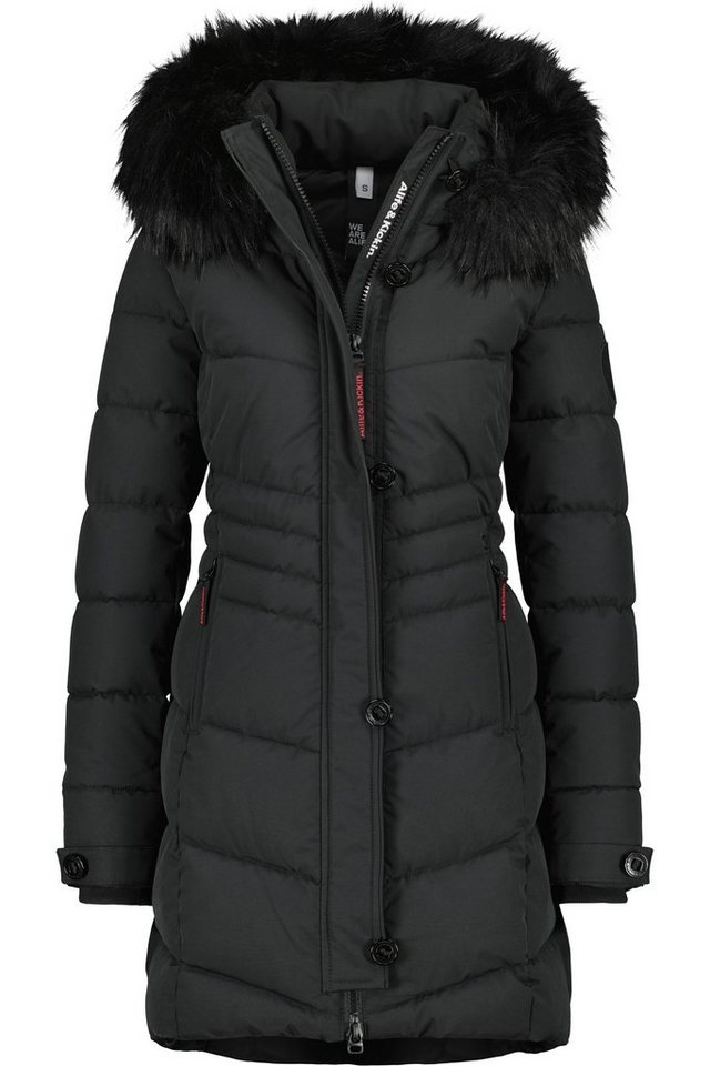Alife & Kickin Winterjacke Damen AmaliaAK A Lange gefütterte Damenwinterjacke mit abnehmbarer Kunstfellkapuze von Alife & Kickin