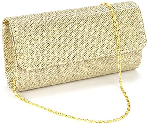 Alifyt Damen-Clutch-Tasche mit Pailletten, Abend-Clutch, Kette, Schultertaschen, glitzernd, schwarz, für Abendveranstaltungen, Abschlussbälle, Partys, gold, von Fioeyr