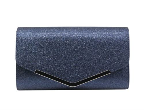 Fioeyr Frauen Glitzer Umschlag Clutch Tasche Hochzeit Abend Handtasche Kette Umhängetasche, marineblau von Fioeyr