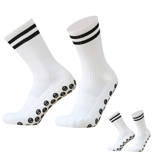 Alijees 2 Paare Grip Socken Fussball 39-46 - Football Socks Fußballsocken für Herren Damen Sportsocken Anti Rutsch, Rutschfeste Fußball Sportsocken für Fussball Basketball Laufen von Alijees