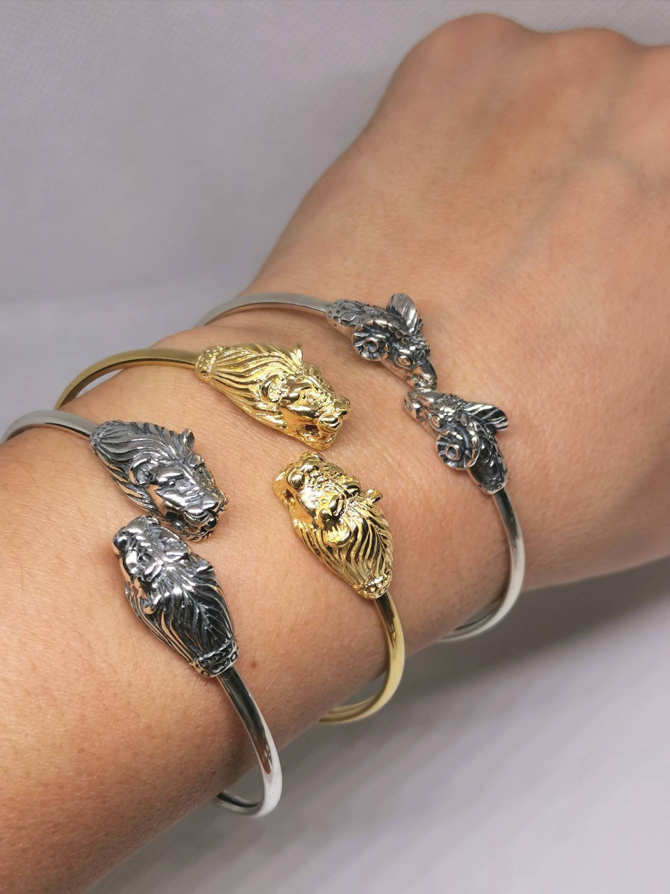 Widder Armreif/Silber 925 Vergoldet Löwe Sterling Verstellbarer Antiker Schmuck Widder Armreif/Silber 925 Vergoldet Löwe Sterling Verstellbarer Antiker Schmuck von AlikisDesigns
