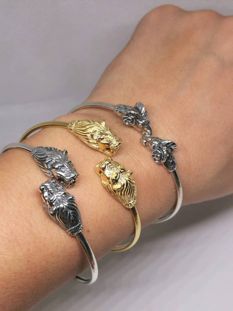 Widder Armreif/Silber 925 Vergoldet Löwe Sterling Verstellbarer Antiker Schmuck Widder Armreif/Silber 925 Vergoldet Löwe Sterling Verstellbarer Antiker Schmuck von AlikisDesigns