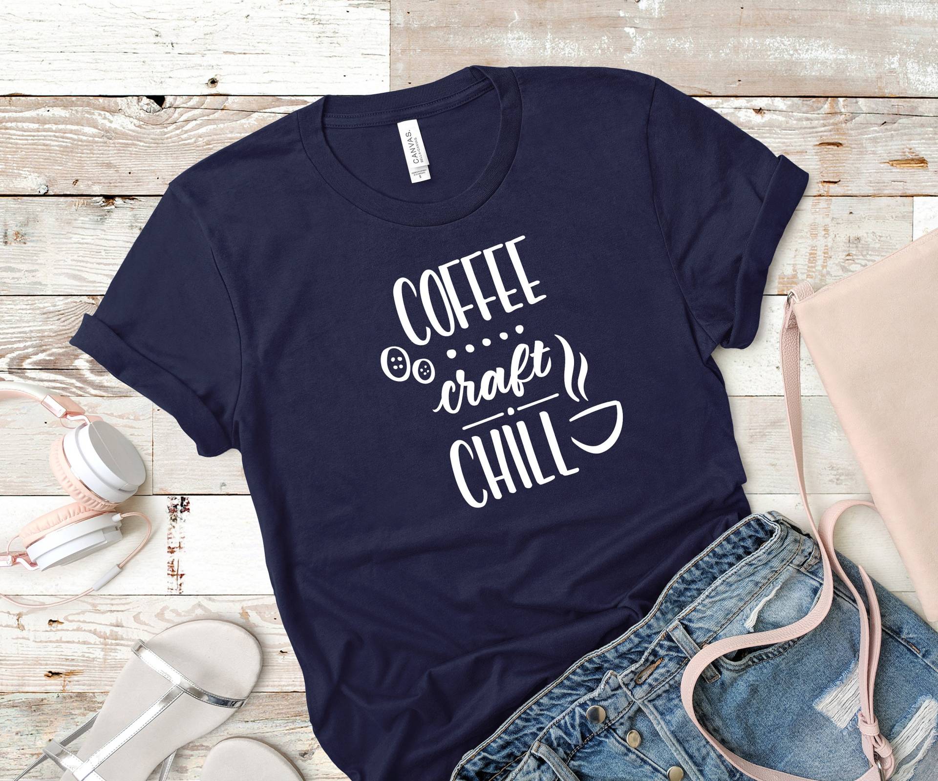 Kaffee, Handwerk, Chill, Heathered Storm, Navy, Baumwolle/Poly-Mischung, Damen Unisex T-Shirt von AlilCraftedSunshine