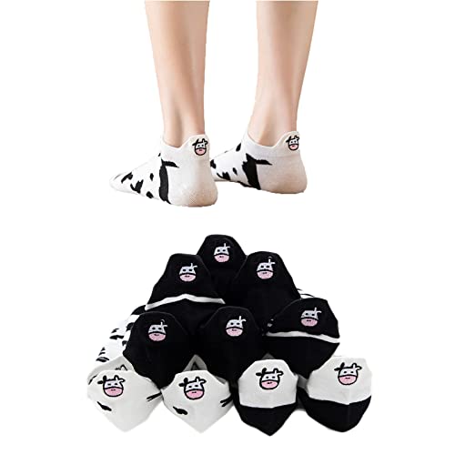 Alileo 5 Paar Damen Socken Baumwolle, Mädchen Bunte Komfortabel Netter Cartoon Bestickte Lustig kurz Frauen Socken von Alileo