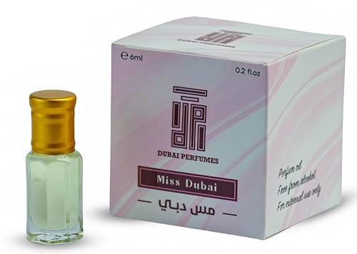 AliMal® Premium Miss Dubai Parfümöl | Ätherische, naturreine und alkoholfreie Öle | Arabischer Duft für Damen & Herren | Parfüm-Duftessenz, Duftöl, Parfum, Unisex, Hautfreundlich, 6 ml von Alimal