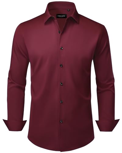 Alimens & Gentle Herren Hemd Langarm Business Unifarben Tasche Shirt Hemden Regular Fit Bügelleichtes von Alimens & Gentle