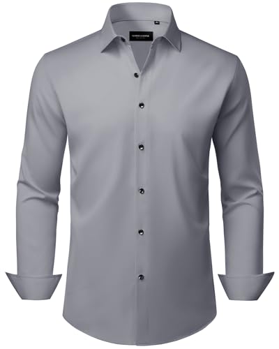 Alimens & Gentle Herren Hemd Langarm Business Unifarben Tasche Shirt Hemden Regular Fit Bügelleichtes von Alimens & Gentle