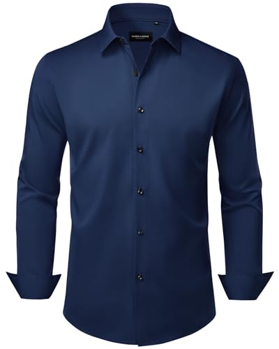 Alimens & Gentle Herren Hemd Langarm Business Unifarben Tasche Shirt Hemden Regular Fit Bügelleichtes von Alimens & Gentle