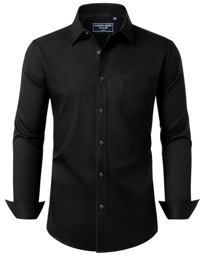 Alimens & Gentle Herren Hemd Langarm Business Unifarben Tasche Shirt Hemden Regular Fit Bügelleichtes von Alimens & Gentle