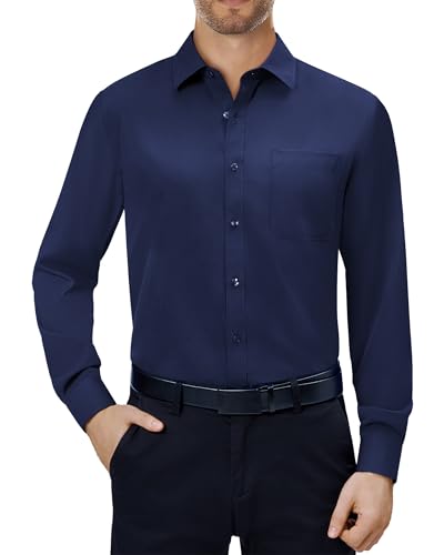 Alimens & Gentle Herren Hemd Langarm Stretch Shirt Geschäftstreffen Business Regular Fit Hemden Navy XL von Alimens & Gentle
