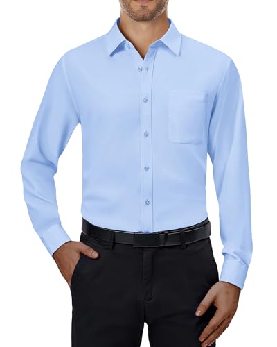Alimens & Gentle Herren Hemd Langarm Stretch Shirt Outdoor Business Regular Fit Hemden Hellblaues L von Alimens & Gentle