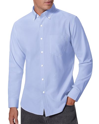Alimens & Gentle Herren-Oxford-Hemd, normale Passform, gestreift, Button-Down-Kragen, langärmlig, Blau, 4X-Groß von Alimens & Gentle