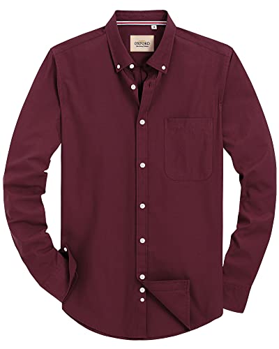 Alimens & Gentle Herren Solid Oxford Hemd Langarm Button Down Shirts mit Tasche, Weinrotes Gurtband, 4X-Groß Alimens & Gentle Herren Solid Oxford Hemd Langarm Button Down Shirts mit Tasche, Weinrotes Gurtband, 4X-Groß von Alimens & Gentle