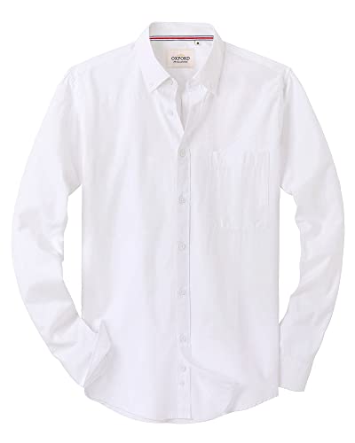 Alimens & Gentle Herren Solid Oxford Hemd Langarm Button Down Shirts mit Tasche, Weißes Gurtband, 4X-Groß Alimens & Gentle Herren Solid Oxford Hemd Langarm Button Down Shirts mit Tasche, Weißes Gurtband, 4X-Groß von Alimens & Gentle
