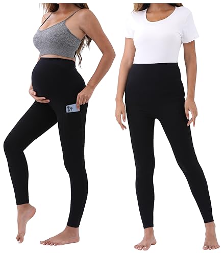 Umstandsleggings für Schwangere, Over-Bump-Hose mit Taschen, Stretch, für Workout, Yoga, Schwarze Hose mit Taschen, S Umstandsleggings für Schwangere, Over-Bump-Hose mit Taschen, Stretch, für Workout, Yoga, Schwarze Hose mit Taschen, S von Alina Mae Maternity
