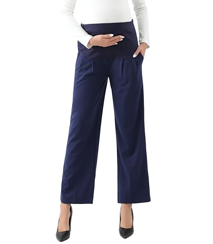 Umstandshose mit weitem Bein, bequem, Stretch, Over-Bump, für Damen, Schwangerschaft, leger, Caprihose für die Arbeit, Weites Bein – Marineblau, 36-38 Umstandshose mit weitem Bein, bequem, Stretch, Over-Bump, für Damen, Schwangerschaft, leger, Caprihose für die Arbeit, Weites Bein – Marineblau, 36-38 von Alina Mae Maternity
